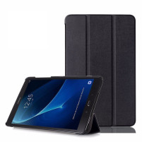 Кожен калъф тефтер Tri-Fold за Samsung Galaxy Tab A 2016 10.1 T580 / T585 черен